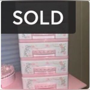 Floral Pink and White Storage Drawer Organizer